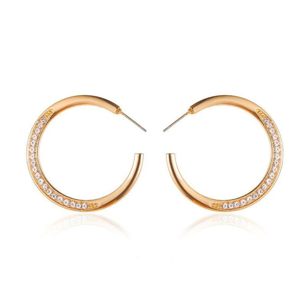 Gold CZ Hoop Earring